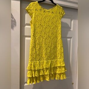 MUSE Yellow Lace Ruffle Dress New Size 8